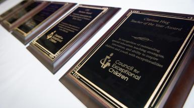 Line-up of CEC Professional Award plaques